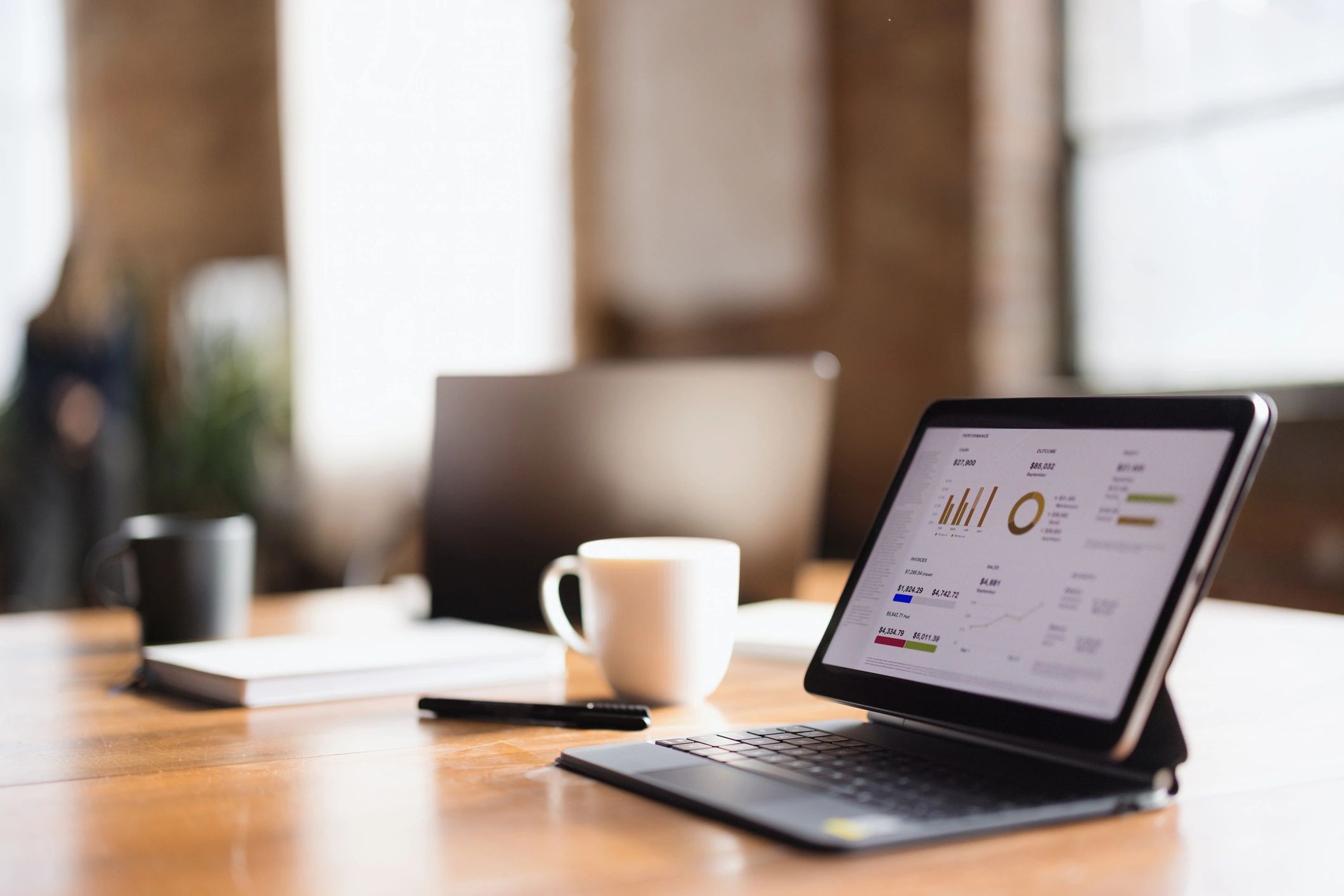 Business analytics chart on a tablet