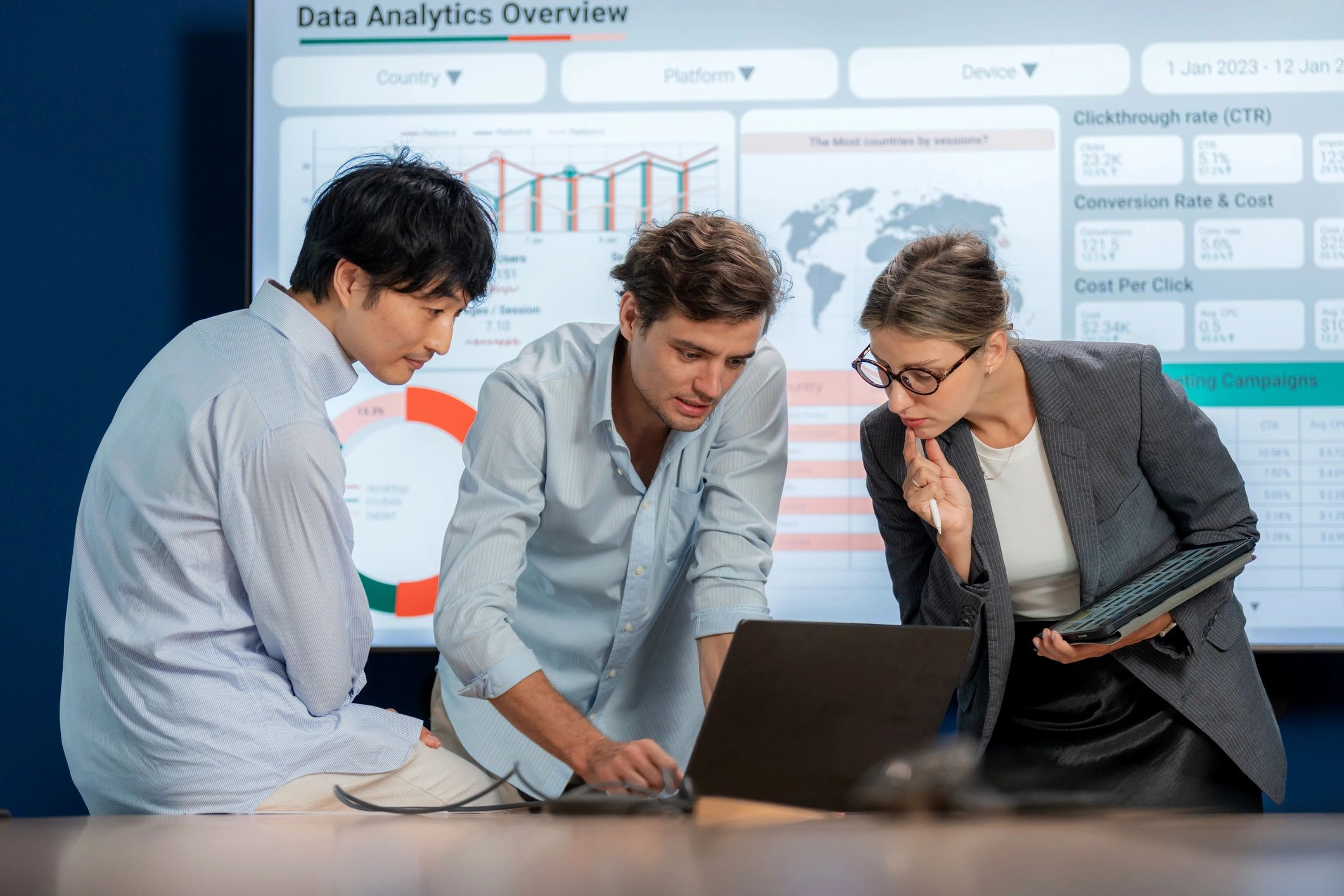 Marketing technology team collaborating in a meeting